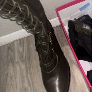 New Leather lace up thigh boots